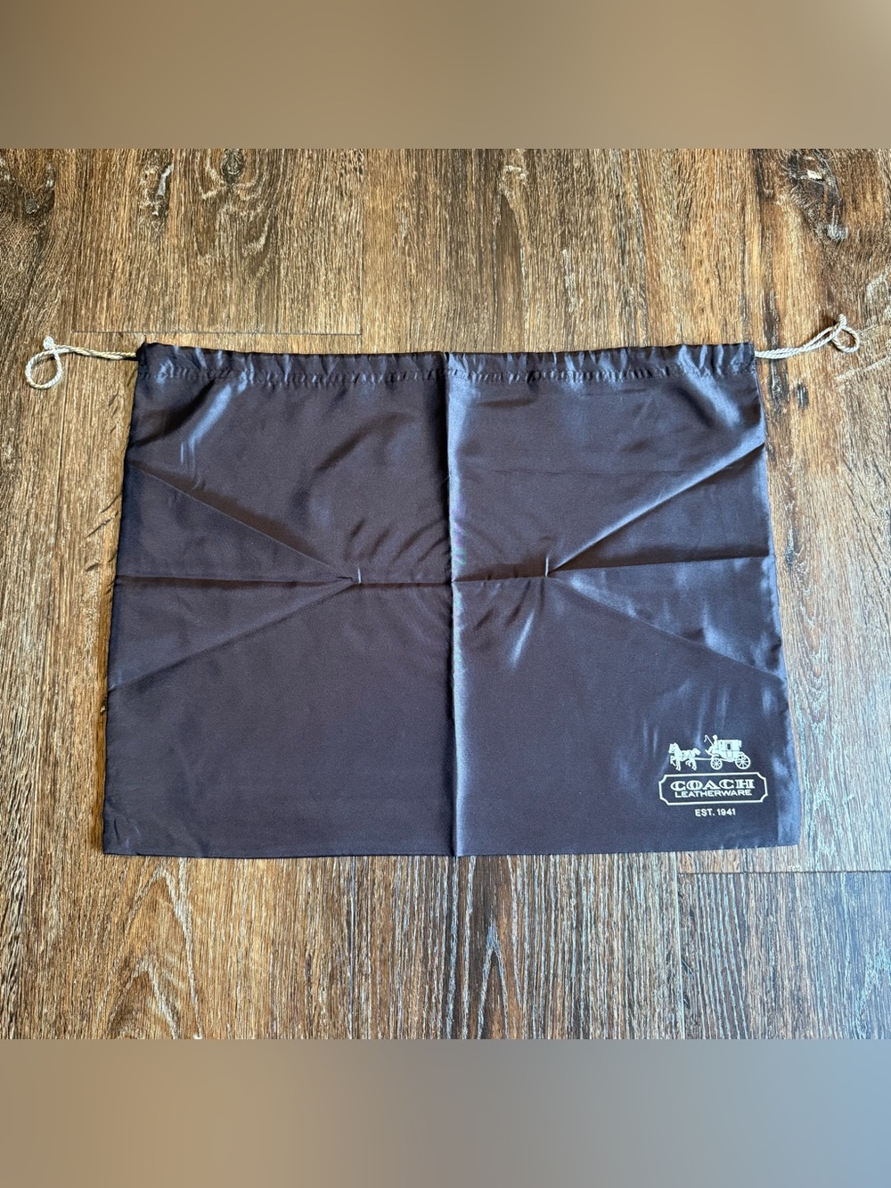 Coach EST 1941 Brown Satin Drawstring Dust Bag 19x15 Purse Storage Cover